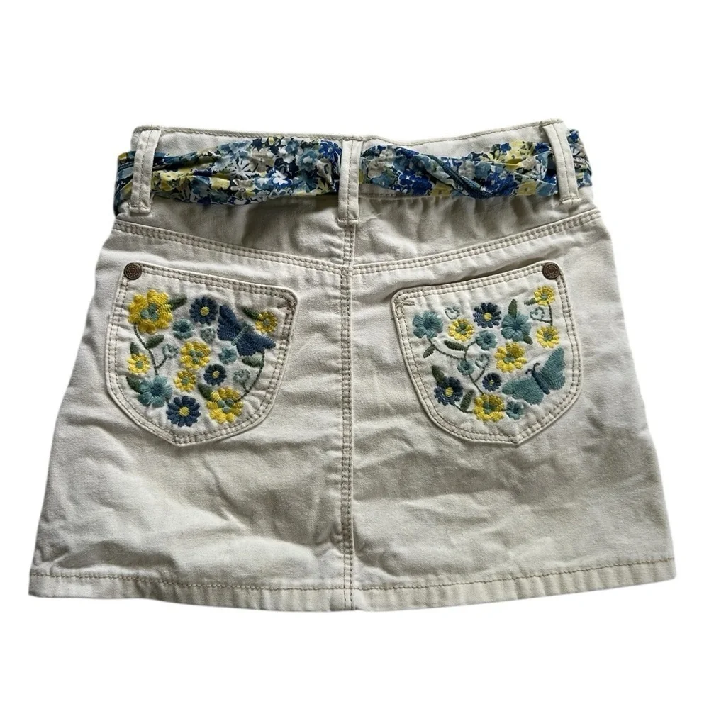 Y2K Vintage Oshkosh Bigosh Off White Sash Tie Jean Skort Size Girls 5
